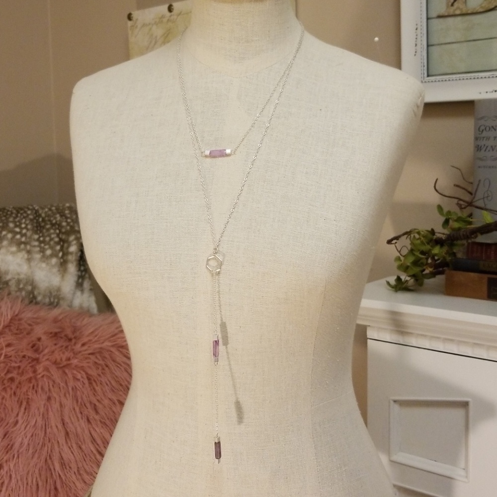 Purple Quartz 3 way Necklace